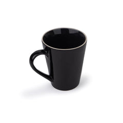 Large Ceramic Coffee Mug Set Of 2 - Black Rim, 350ml Each | Black Beauty Ceramic Mug - Tea Mug With Glossy Finish | Mug For Coffee - Ceramic Coffee Mug | Stoneware Coffee Cup - Microwave Safe