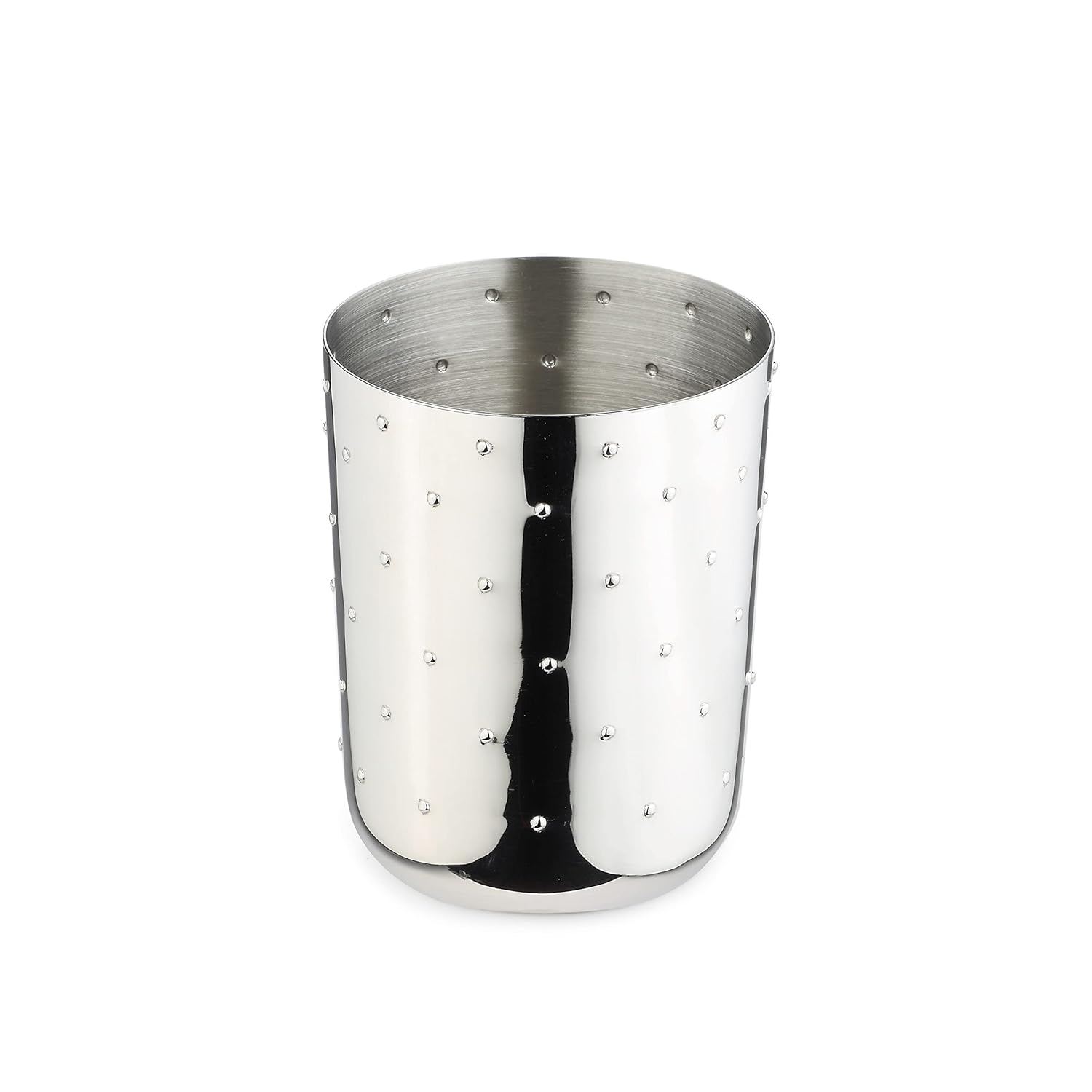 Designer Silver Stainless Steel Drinking Glass Set Of 6 - Polka Series | Convenient Water Glasses - Multipurpose Designer Tumbler | Serve Ware & Tableware Designer Silver Stainless Steel Drinking Glass Set Of 6 - Polka Series | Convenient Water Glasses - Multipurpose Designer Tumbler | Serve Ware & Tableware