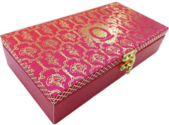 Designer Wodden Fancy Shagun Gift Boxes For Wedding, Shagun Cash Box Or Money Box With Mgi Printing For Wedding, Engagement, Holi, Diwali, Baby Showers, Colour - Pink, Pack Of 2