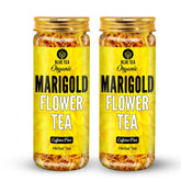 Blue Tea Organic Marigold Flower Herbal Tea - Pack Of 2 X 25gm Pet Jar, 0.8 Ounce Each, 50 Cups | Caffeine Free, Non-GMO, Flower Based Detox Tea - Gluten Free, Non-Bitter