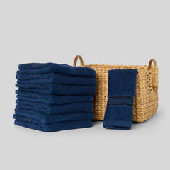 Kopa By Bianca 100% Cotton Soft Terry Face Towel 400 Gsm (Navy Blue) -Pack Of 8