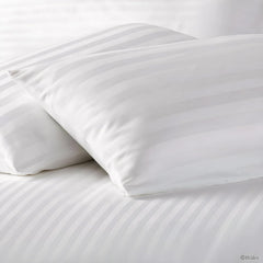 Double Bedsheet With 2 Pillow Covers - 90 X 100 Inches, White | Cotton Material & Satin Stripes | Long Lasting & Wrinkle Free | Soft & Luxury Bedsheet