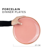 Ceramic Dinner Plates Set Of 6 Pieces - 3 Pink + 3 Blue Sprinkle Series | Ceramic Plates Set With Glossy Finish - Ceramic Dinner Plates | Set Of 6 Plates For Dinner