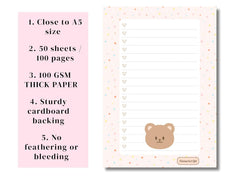 A5 Notes/To Do List Notepad, Beautiful Daily Checklist Pad, 50 Tear-Off Sheets (Bear) Pack Of 1