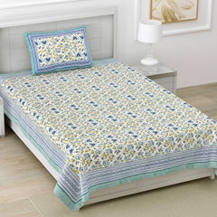 Single Bedsheet Cotton With 1 Pillow Cover, 60 X 90 Inches, Multicolor | Resistant For All-Season Use | Breathable & Lightweight & Easy To Wash At Home