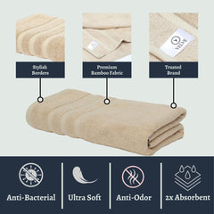 Velve Bamboo 100% Bamboo Bath Towel 600 Gsm | Ultra Soft, Super Absorbent, Antibacterial Bath Towel For Men & Women (Beige)