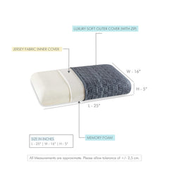 Memory Foam Pillow For Neck & Shoulder Pain Relief - Thick King Size - 5 Inch | Cervical Pillow For Sleeping - Orthopedic Bed Pillow For Back, Stomach Sleepers - Medium Firm - Set Of 1