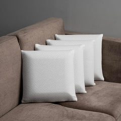 Memory Foam Cushion Pillow, Throw Pillow For Sofa, White - 14 X 14 Inches | Premium Fresh Hollow Fiber Filling | Furniture Cushion, Premium Comfort, Everyday Use, Bed Pillow - Set Of 4