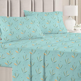 1 Double Bedsheet With 2 Pillow Covers - 86 X 90 Inches, Aqua & Green | 160 Thread Count Super Soft Microfiber Breathable & Wrinkle Free - 3 Pcs Set