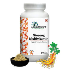 La Nature's We Care Your Health Ginseng Multivitamins & Multimineral Korean Ginseng Root Extract, Energy & Immune Support For Men & Women | 60 Softgel Capsules 100gm 0.2lbs