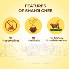 Organic Sahiwal Cow A2 Desi Ghee By Shahji | High In Protein Fiber & Nutrients Healthy Desi Ghee For Improves Digestion | (1 Litr) 33.8 Ounce | Jar Pack