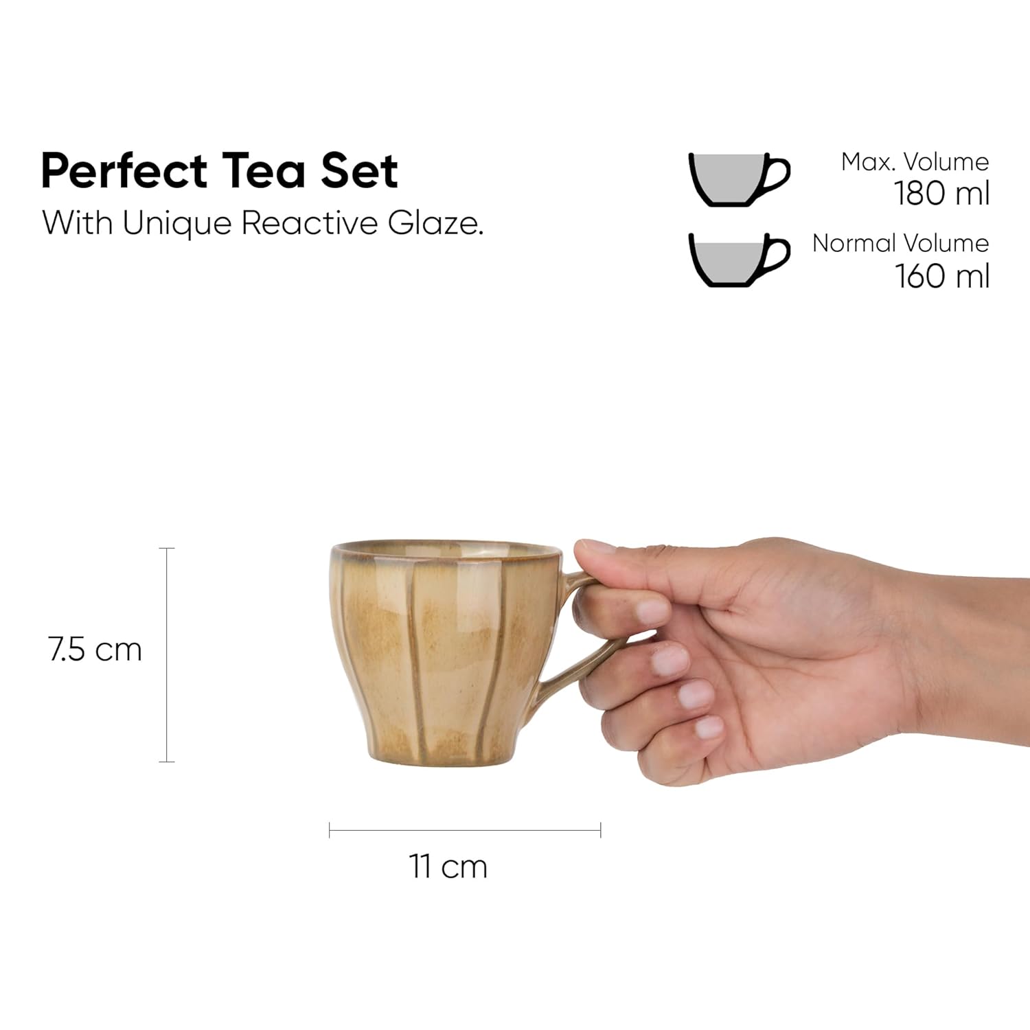 Ceramic Line Cup & Saucer Set Of 6 - Beige, 180ml Each | Cup Saucer Set - 6 Cups + 6 Saucers | Glossy Finish Tea Set - Ceramic Tea Cup & Saucer Set Ceramic Line Cup & Saucer Set Of 6 - Beige, 180ml Each | Cup Saucer Set - 6 Cups + 6 Saucers | Glossy Finish Tea Set - Ceramic Tea Cup & Saucer Set