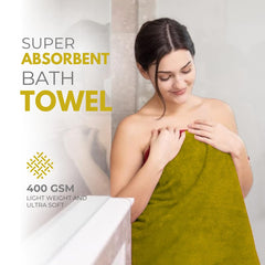 Black Gold The Finer Touch Premium Microfiber Bath Towels 800 Gsm | Lightweight Ultra-Soft Fade Resistant (Green) - 2 Pcs