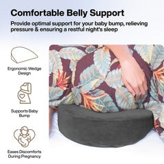 Pregnancy Pillow For Pregnant Women, Memory Foam Maternity Pillow, Dark Grey | Wedge For Supporting Belly, Back During Pregnancy - Provides Soft-Support Baby Bump - Pillow