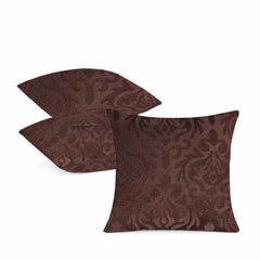 Microfiber Square Pillow Cushion For Sofa & Bed, Coffee - 12 X 12 Inch | Soft, Fluffy For Comfort & Back Support | Breathable, Washable | Premium Velvet Outer Cover With Zip - Set Of 3