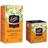 Care Ashwagandha Spiced Herbal Care Green Tea - 35 Sachets, 2 Packs | Organic Desi Kahwa With Tulsi, Ginger, Cinnamon - Ayurvedic Indian Kadha For Detoxification | Whole Loose Leaves Blend