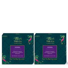 TGL Co. Geisha Green Tea - Pack Of 2 X 32gm, 1.1 Ounce Each, 32 Pyramid Tea Bags | Improves Bone Health, Immunity Booster - Medium Caffeine