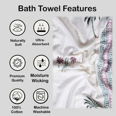 Texstylers 100% Cotton Waffle Weave Bath Towel 600 Gsm | Soft, Quick Dry, Lightweight & Absorbent Large Size Spa Towel For Bathroom, Gym, Travel (Pink Floral) -Pack Of 2