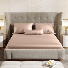 300 TC Premium Double Bedsheet Elastic Fitted For Queen Size | 60 X 78 X 10 Inches, Golden Sand With 2 Pillow Covers | Skin Friendly Fabric For Everyday Comfort