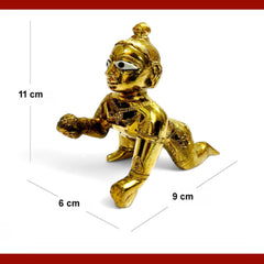 Superfine Ashtadhatu Laddu Gopal Idol, Bal Gopal Idol, Gold, Brass - Size No.5, God Idol, Golden Handmade Statue, Occasions & Festivals, Janmashtami Specials Murti
