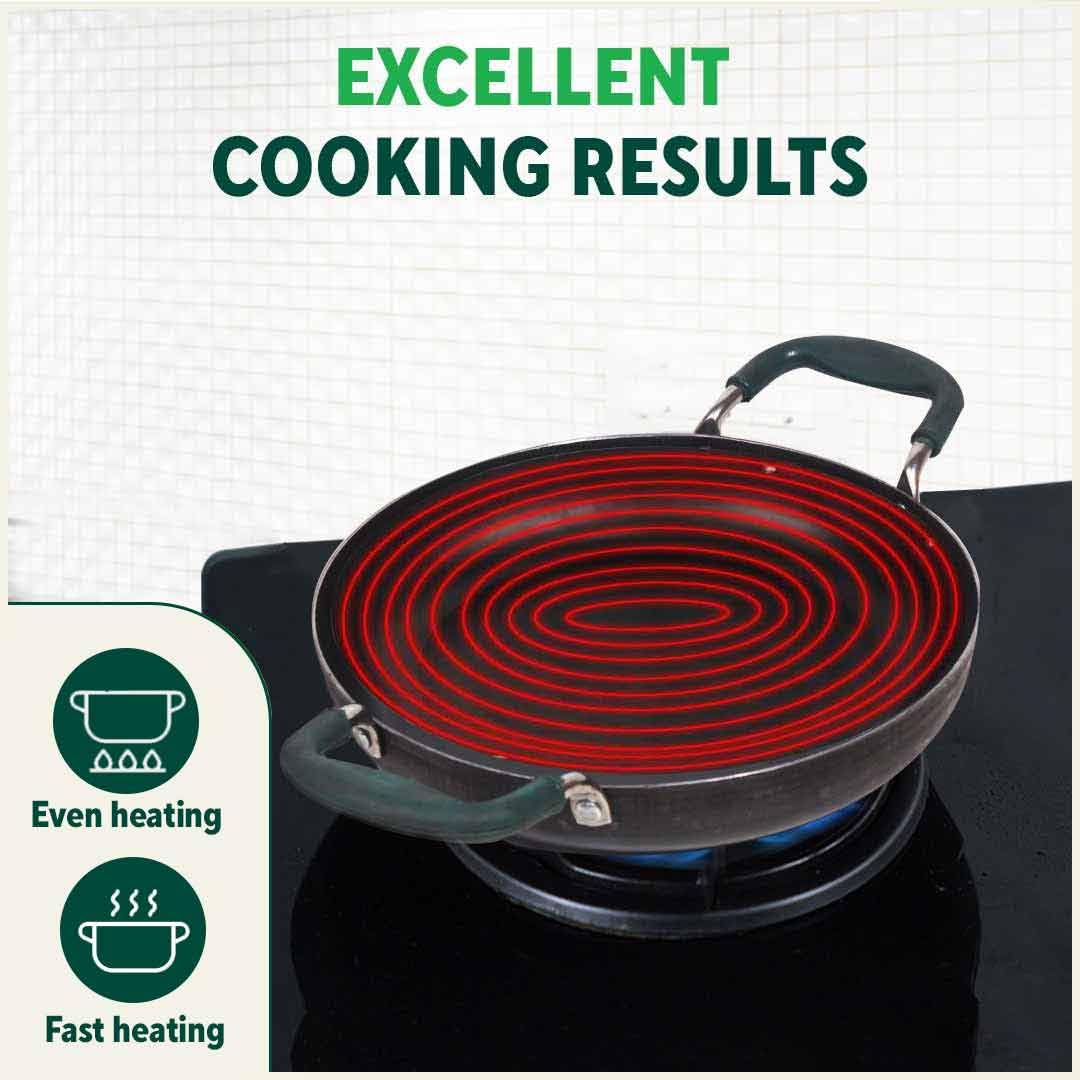 Pre-Seasoned Black Iron Jalebi Pan With Silicon Handle - Medium, 25.4cm, 10.6 Inch, 1.4 Ltr, 1 Kg | Induction Friendly, Pre-Seasoned Fry Pan, 100% Pure & Toxin-Free, No Chemical Coating Pre-Seasoned Black Iron Jalebi Pan With Silicon Handle - Medium, 25.4cm, 10.6 Inch, 1.4 Ltr, 1 Kg | Induction Friendly, Pre-Seasoned Fry Pan, 100% Pure & Toxin-Free, No Chemical Coating