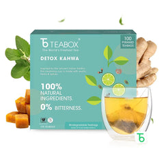 Teabox Detox Kahwa Herbal Tea - 100 Pyramid Tea Bags | Made With 8 Natural Ingredients - 100% Bio Degradable Teabags | 0% Bitterness