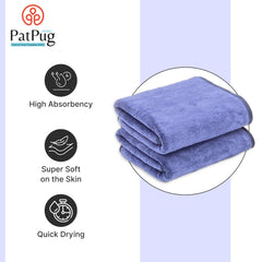 Patpug Ultra Soft Microfiber Hand Towel 400 | Comfortable, Fade Resistant, Highly Absorbent, Quick Drying Towel (Royal Blue) - 2 Piece