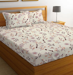 1 Double Bedsheets With 2 King Size Pillow Covers - 90 X 90 Inches, Beige | Soft Brushed Microfiber - Premium Cotton Double Bed Breathable & Wrinkle Free
