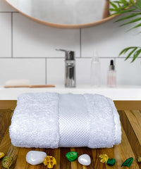 Rangoli Soft Absorbent Durable Towels Earthly Egyption Cotton Plush Oversized Small Size Bath Towel 400 Gsm (White)