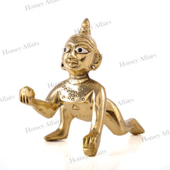 Laddu Gopal Statue, Bal Gopal Ji, Kanha Ji Ki Murti, Gold, Brass, Idol - 6 Cm, Bal Krishna Idol, Small Size & Compact Design, Special Occasions & Festive Celebrations, Lord Krishna Statue