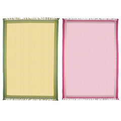 Athom Trendz Living Light Weight Cotton Premium Waffle Border Bath Towel 480 Gsm | Pack Of 2 (Multi12)