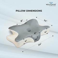 Cervical Butterfly Pillow, Orthopedic Memory Foam Pillow For Neck & Shoulder Pain | Ergonomic Contour Design | Dual Height Support | Side Sleeper Pillow with Arm Rest - Pack of 1
