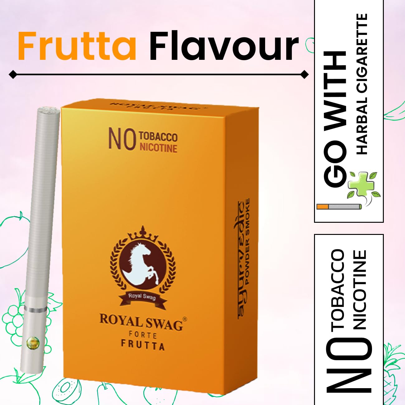 Royal Swag Natural Herbal Cigarettes Ginger, Frutta Flavour (20 Sticks) Ayurvedic Herbs Clove, Tulsi, And More Additives And Chemicals 100% Tobacco Free & Nicotine Free Royal Swag Natural Herbal Cigarettes Ginger, Frutta Flavour (20 Sticks) Ayurvedic Herbs Clove, Tulsi, And More Additives And Chemicals 100% Tobacco Free & Nicotine Free