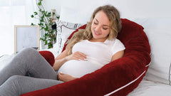 Pregnancy Pillow, Maternity Body Pillow For Sleeping, C Shaped Pillow, Maroon - 55 Inch | Full Body Pillow, Pregnancy Pillow For Pregnant Women, Support Belly & Back, Removable Velvet Cover