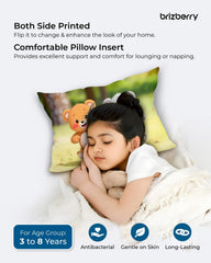 Kids Pillow Cushion With Super Soft Fabric, Animal & Cartoon Prints - 12x18 Inches | Dual Sided Design, Durable & Easy Care | Large & Versatile, Multi-Purpose, Made In India - Design 24