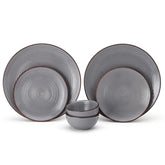 Handcrafted Ceramic Stoneware Dinner Set Of 6 Pcs - Grey | 2 Dinner Plates, 10 Inch Each + 2 Small Plates, 7 Inch Each + 2 Dinner Katori, 180ml Each | Microwave & Dishwasher Safe