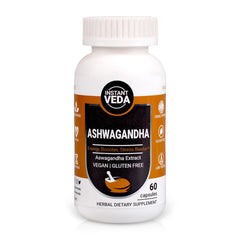 Instant Veda Pure Extract Ashwagandha Capsules For Men & Women For Energy Strength & Stress Relief | 60 Veg Capsules 100gm 0.2lbs