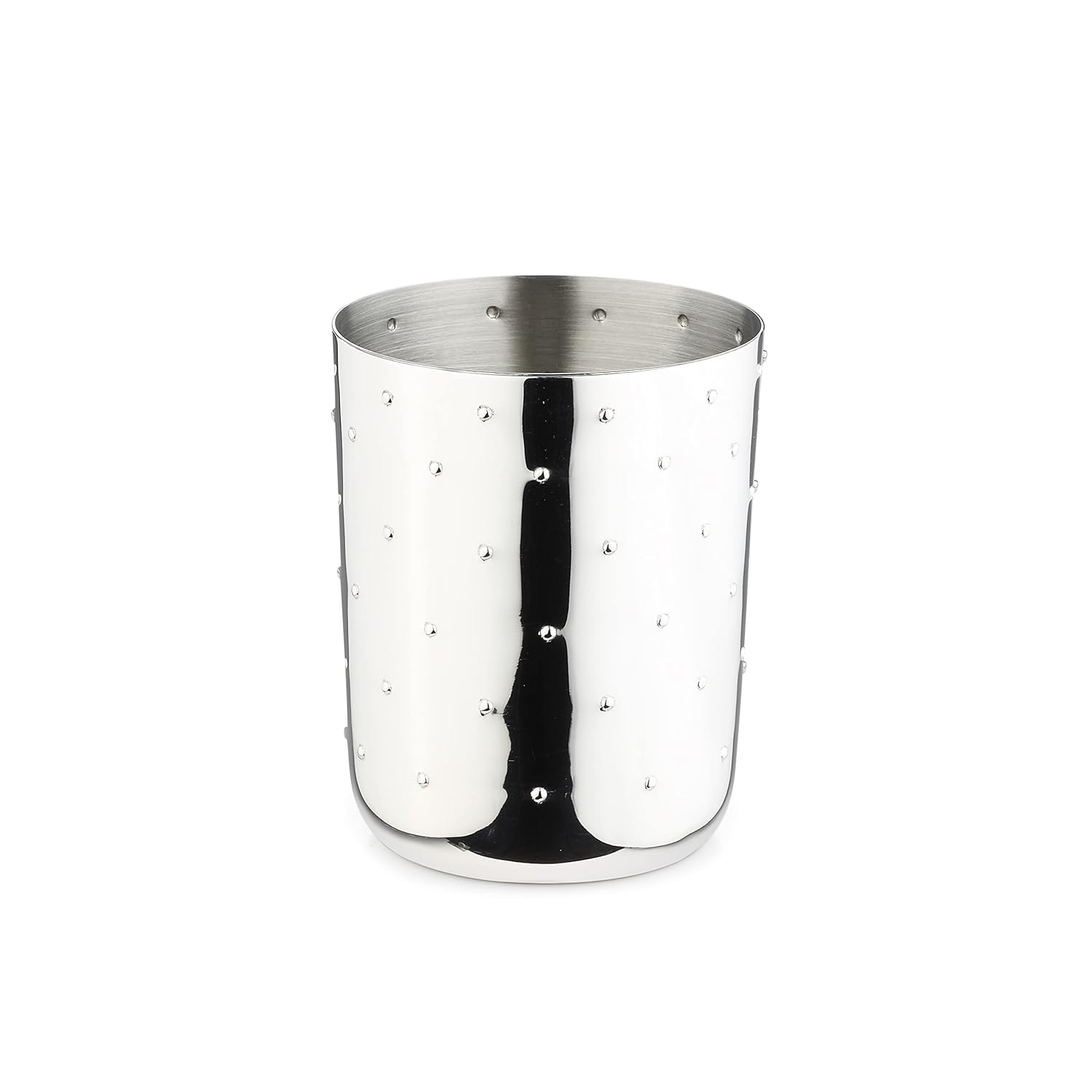 Designer Silver Stainless Steel Drinking Glass Set Of 6 - Polka Series | Convenient Water Glasses - Multipurpose Designer Tumbler | Serve Ware & Tableware Designer Silver Stainless Steel Drinking Glass Set Of 6 - Polka Series | Convenient Water Glasses - Multipurpose Designer Tumbler | Serve Ware & Tableware