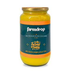 100% Natural A2 Bilona Cow Ghee By Farmdrop | Natural & Healthy Desi Ghee With Rich Aroma Good For Dishes | (1 Litr) 33.8 Ounce | Glass Bottle