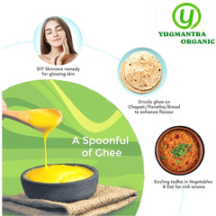 Premium A2 Danedar Desi Sahiwal Cow Ghee By Yugmantra Organic Foods | Healthy & Delicious Desi Ghee Good For Cooking | 3 Litre (1 Ltr * 3) 101.4 Ounce | Jar Pack