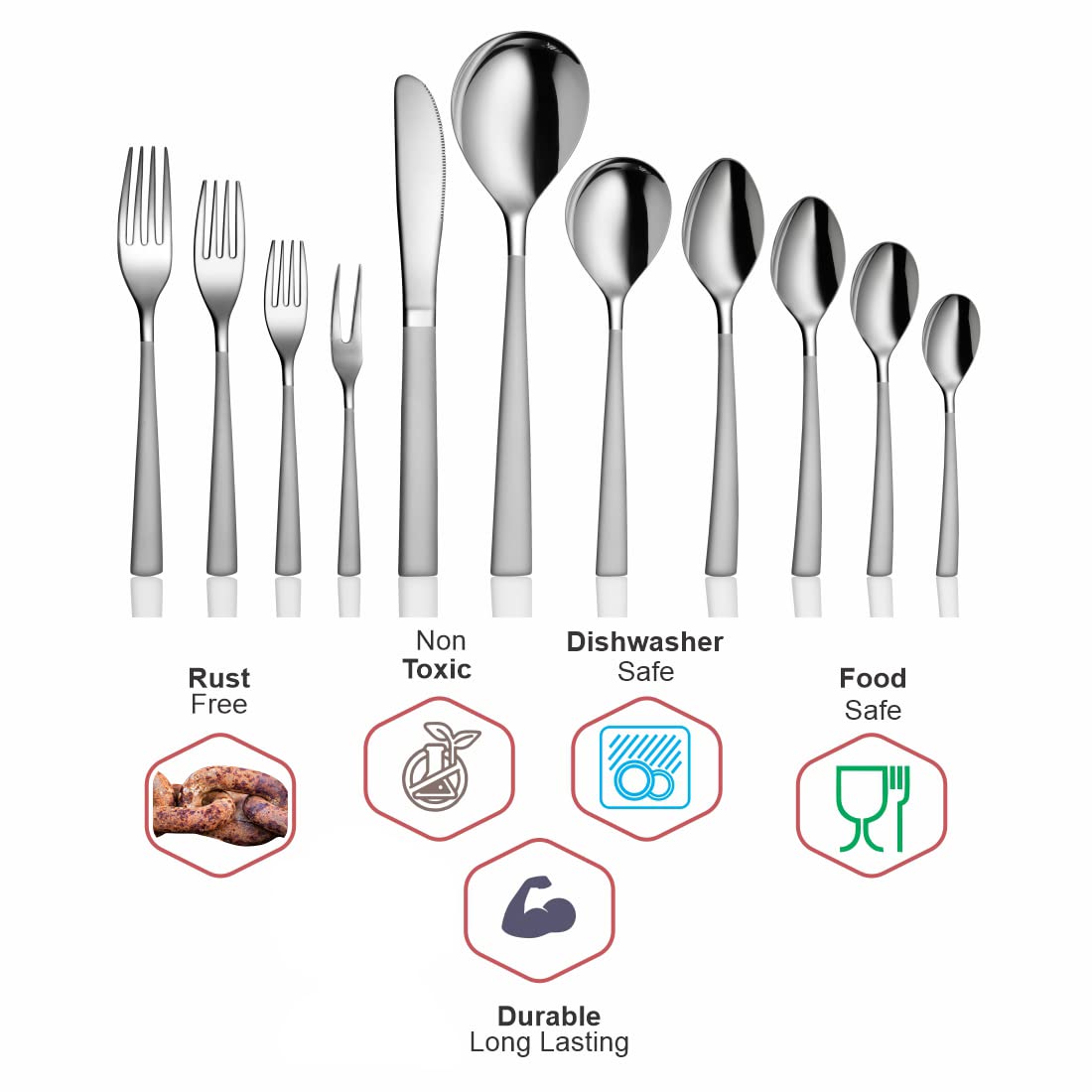 Stainless Steel GSW Plain Desert Spoon Set Of 6 Pieces, Silver | Rust Free & Dishwasher Friendly Stainless Steel GSW Plain Desert Spoon Set Of 6 Pieces, Silver | Rust Free & Dishwasher Friendly