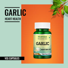 Morpheme Remedies Garlic 500mg, Natural Way To Support The Heart Health | 60 Veg Capsules 100gm 0.2lbs Each Pack Of 3