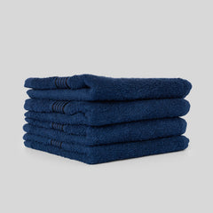 Kopa Quick Dry 100% Cotton Soft Terry Face Towel 640 Gsm | Quick Dry 100% Cotton Super Absorbent, Lightweight (D'Ross) Face Towel (Navy Blue)- Pack Of 4