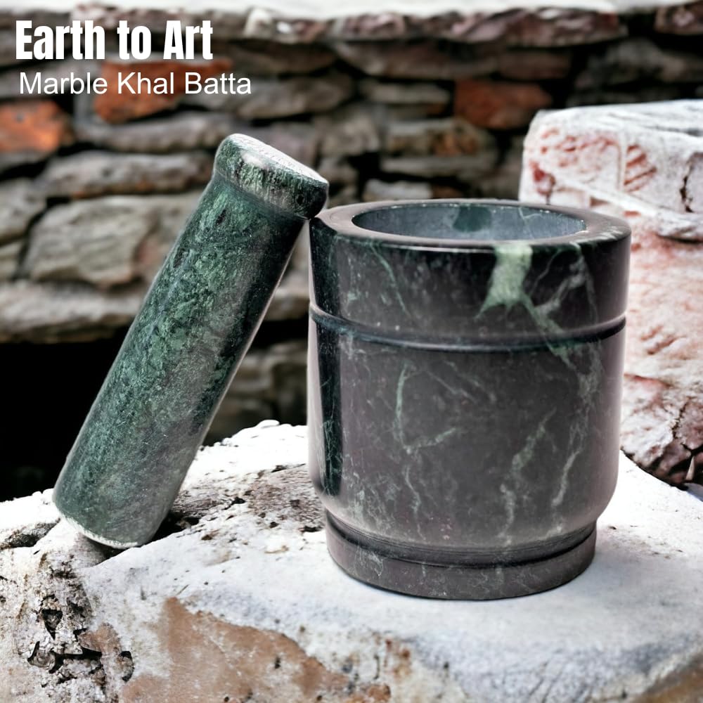 Green Marble Khal Batta - Mortar & Pastel | Traditional Kharal Grinder - Imam Okhli Musal | Kitchen Marble Masher Round (4 X4 Inch) Green Marble Khal Batta - Mortar & Pastel | Traditional Kharal Grinder - Imam Okhli Musal | Kitchen Marble Masher Round (4 X4 Inch)