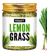 Yogafy Lemongrass Herbal Tea Leaves - 100gm Reusable Pet Jar, 3.5 Ounce, 50 Cups | Boost Metabolism Used For Detox - Caffeine Free, Non GMO