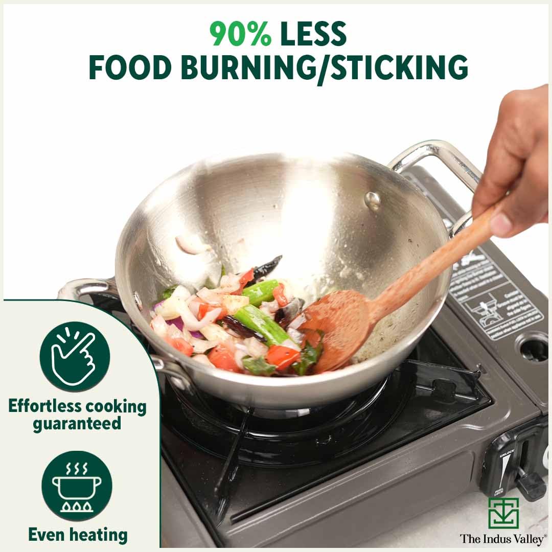 Triply Stainless Steel Deep Kadai With Glass Lid - 22.2cm, 8.7 Inch, 1.5 Liters, 1.38 Kg | Induction Friendly, Nonstick 3-Layer Body, 100% Pure & Toxin-Free, Silver Triply Stainless Steel Deep Kadai With Glass Lid - 22.2cm, 8.7 Inch, 1.5 Liters, 1.38 Kg | Induction Friendly, Nonstick 3-Layer Body, 100% Pure & Toxin-Free, Silver