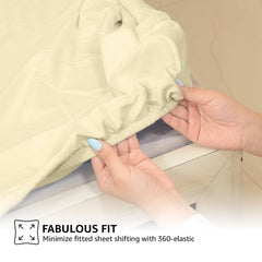 1 Bedsheet For Full Size With 2 Pillow Cover - 90 X 100 Inches, Ivory | Ideal For All Season Comfortable Bedsheet | 1800 Thread Count