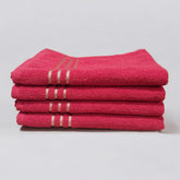 100% Cotton Hand Towel 800 Gsm | Ultra Absorbent & Anti-Bacterial Super Soft Gym & Workout Towels (Red) - 4 Piece