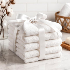 Freshshine Face Towel 750 Gsm | Super Soft Quick Dry Microfiber Face Towel (White) - Set Of 5