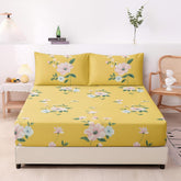 1 Bedsheet For Double Bed With 2 Pillow Covers - 90 X 100 Inches, Yellow | Premium Cotton Material Double Bedsheet Queen Size | Skin Friendly & Long Lasting